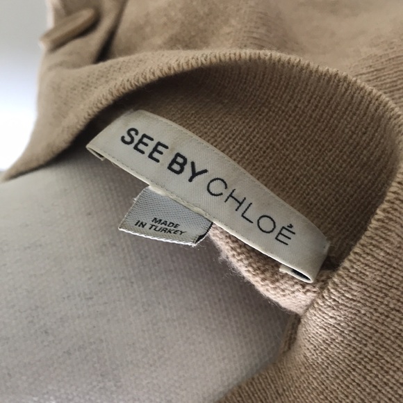 Tan trendy preppy button wool cardigan - Picture 8 of 10